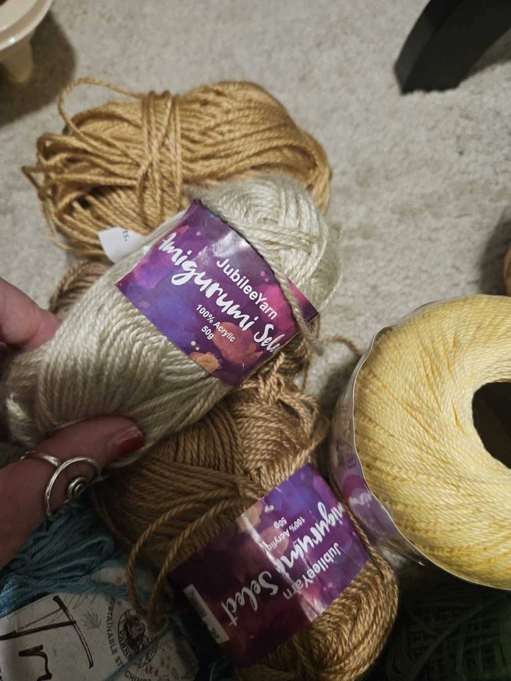 Assorted Yarn Lot in Red, Green, Yellow, White, Brown, Pink & Blue - Picture 8 of 8